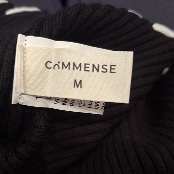 Commense Black Knit Top with White Accents - Picture 2 of 7